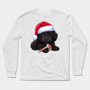 Black Cavapoo maltipoo christmas dog Long Sleeve T-Shirt